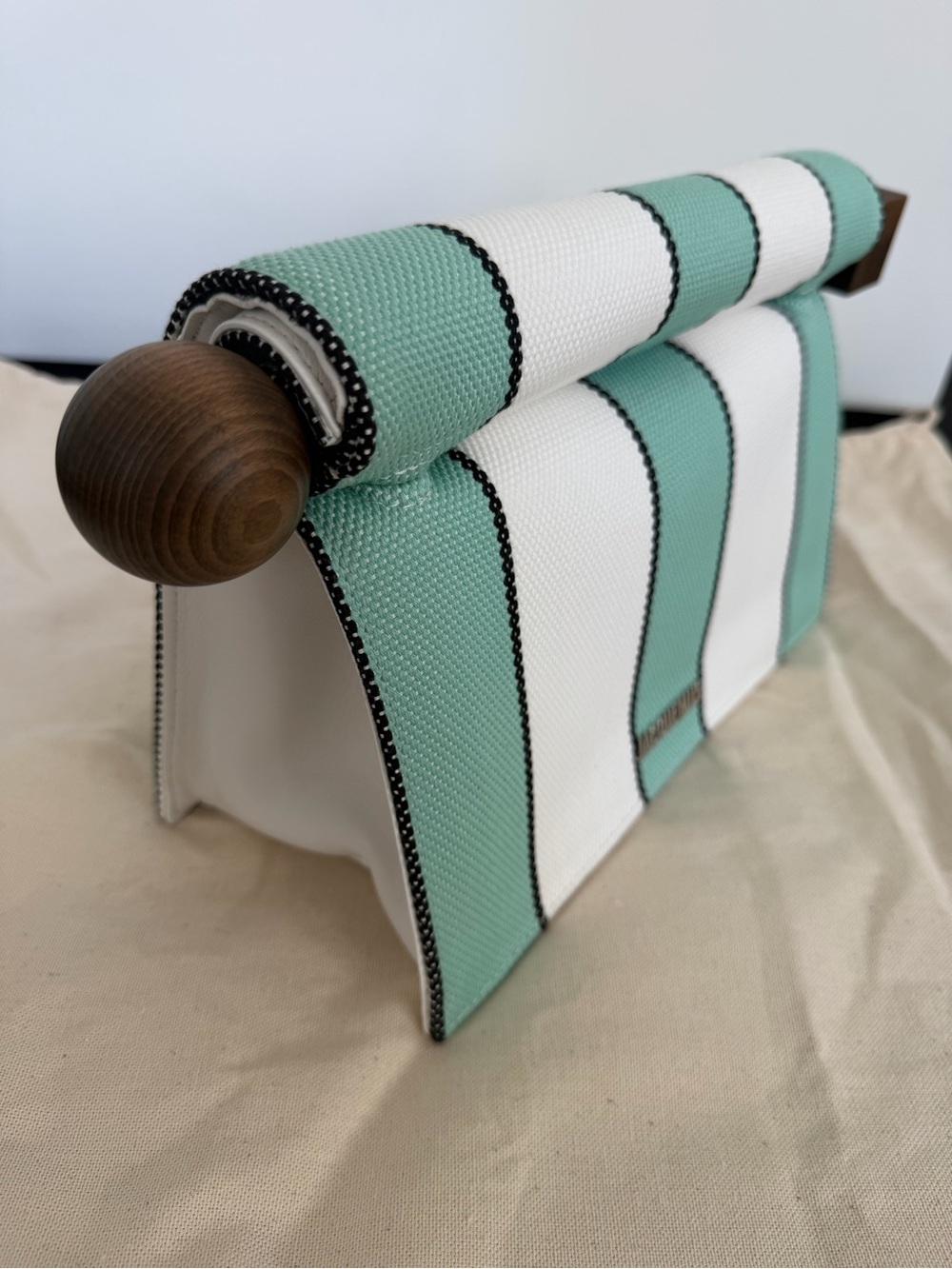 Jacquemus La Plage The Rond Carre Striped Cotton Clutch NWT - Picture 4 of 7